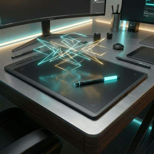 A close-up of a sophisticated, futuristic UI/UX dashboard for virtual engineering. Transparent glass screens displaying complex data visualizations, 3D wireframes of a modern building, and glowing control interfaces. The lighting is subtle, with neon accents reflecting on the metallic surfaces. Technical, clean, and innovative aesthetic. No people. High detail.